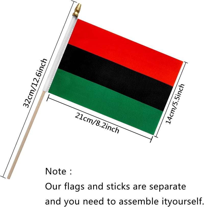 TSMD African Afro American Stick Flag Small Mini Hand Held Flags,5x8 Inch,12 Pack - Image 2